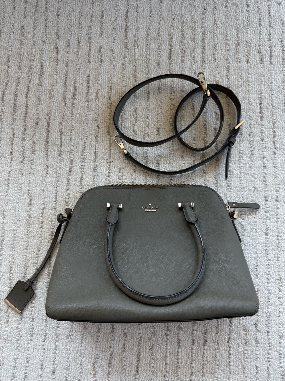 Kate Spade Saffiano Leather Crossbody Satchel – Olive/Khaki Green
